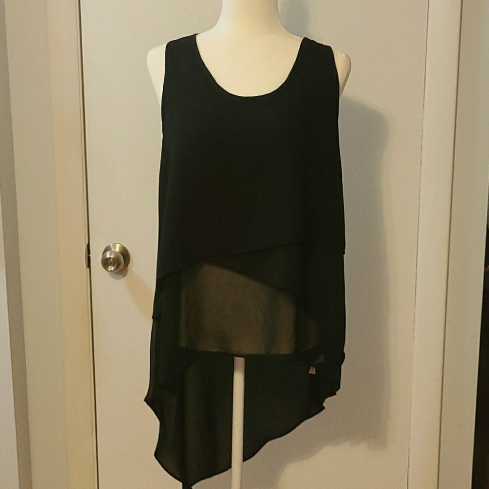 Xhilaration black chiffon tiered blouse